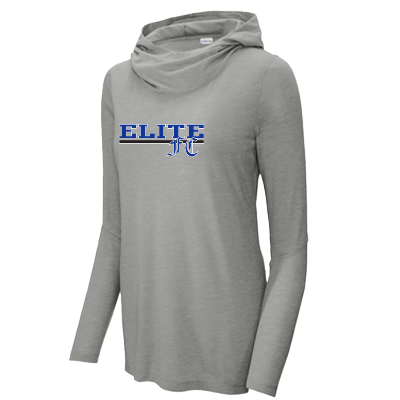 Ladies PosiCharge Tri-Blend Wicking Long Sleeve HoodieTee-Lt Grey Image