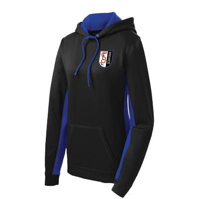 Sport-Wick Fleece Colorblock Hooded Pullover- Smoke Black/True Royal Image