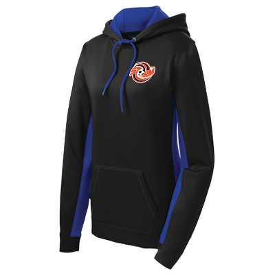 Sport-Wick Fleece Colorblock Hooded Pullover- Smoke Black/True Royal Image