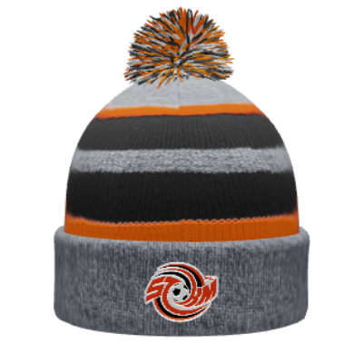 Custom Knit Fold Over Pom Pom Beanie-FC Storm Image