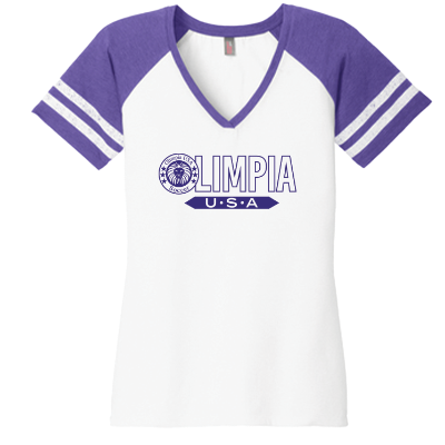 Women's Game V-Neck Tee - White/Purple Image