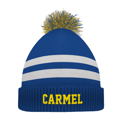 Carmel Dads Custom Pom Beanie- Royal/ White Image