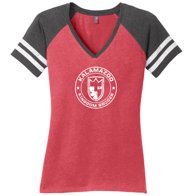 Women's Game V-Neck Tee - Red Heather/Charcoal  Image