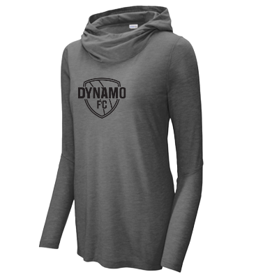 Ladies PosiCharge Tri-Blend Wicking Long Sleeve Tee - Dark Grey Image