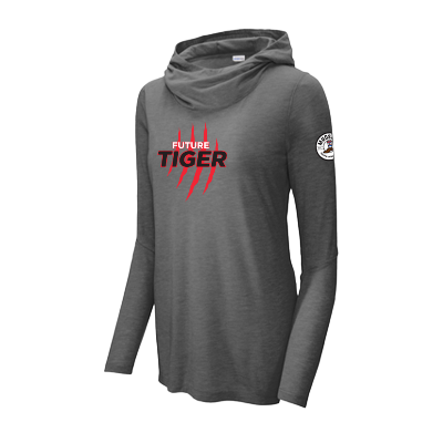 Ladies PosiCharge Tri-Blend Wicking Long Sleeve Tee - Dark Grey Image