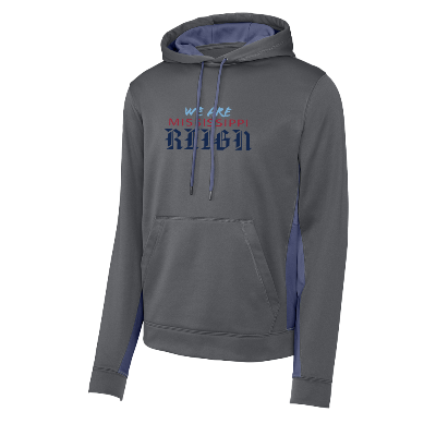 Sport-Wick Fleece Colorblock Hooded Pullover- Gry/Nvy Image