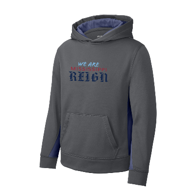 Sport-Wick Fleece Colorblock Hooded Pullover- Gry/Nvy Image (25922)