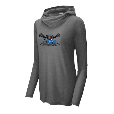 Ladies PosiCharge Tri-Blend Wicking Long Sleeve Tee - Dark Grey Image