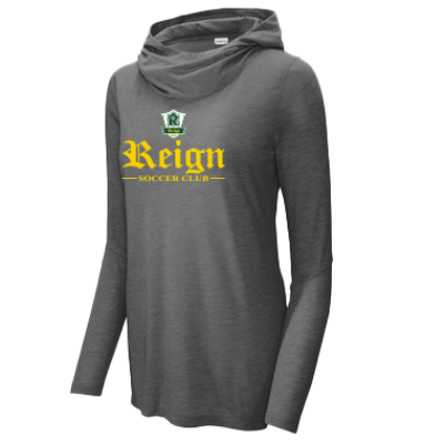 Ladies PosiCharge Tri-Blend Wicking Long Sleeve Tee - Dark Grey Image