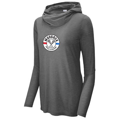 Ladies PosiCharge Tri-Blend Wicking Long Sleeve Tee - Dark Grey Image