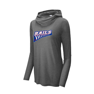 Ladies PosiCharge Tri-Blend Wicking Long Sleeve Hoodie - Dark Grey Image