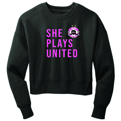 Women's Perfect Fleece Cropped Crew- Charcoal Image