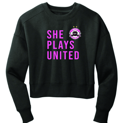 UFA Women's Perfect Fleece Cropped Crew- Charcoal Image