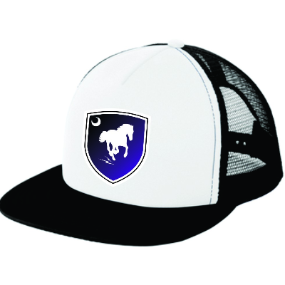 Flat Bill Trucker Hat White/Black Image