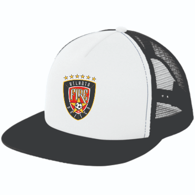 Flat Bill Trucker Hat - White/Black Image