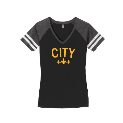 Women's Game V-Neck Tee - Black/Charcoal Image