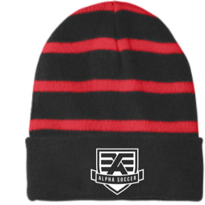 Striped Beanie Black/Red Image