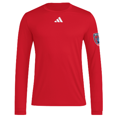 L/S Pregame Tee - Red/White Image