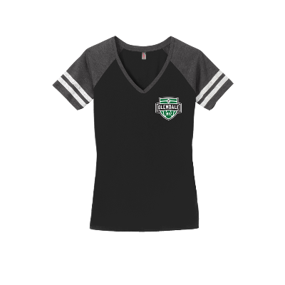 Womens Game V-Neck Tee Black/Heathered Charcoal Image