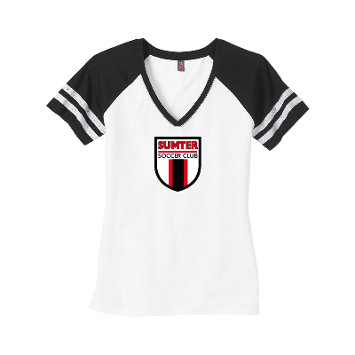 Women's Game V-Neck Tee - White/Black Image