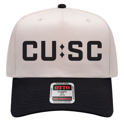 CUSC 5 Panel Mid Profile Baseball Cap - Black/Natural Image