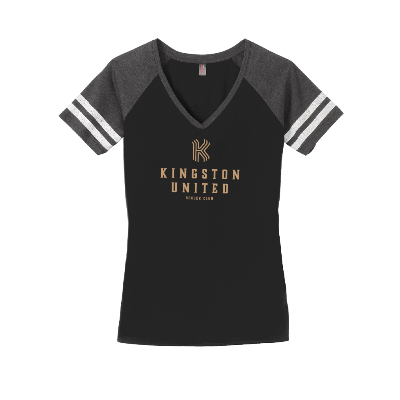 Womens Game V-Neck Tee Black/Heathered Charcoal Image