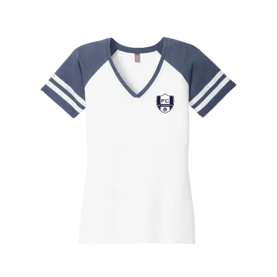 Women's Game V-Neck Tee - White/True Navy Image