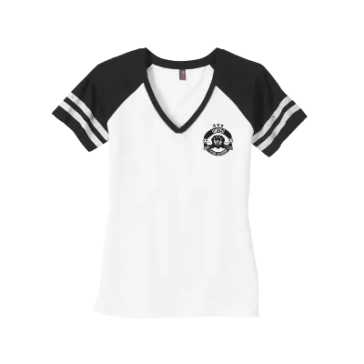 Women's Game V-Neck Tee - White/Black Image